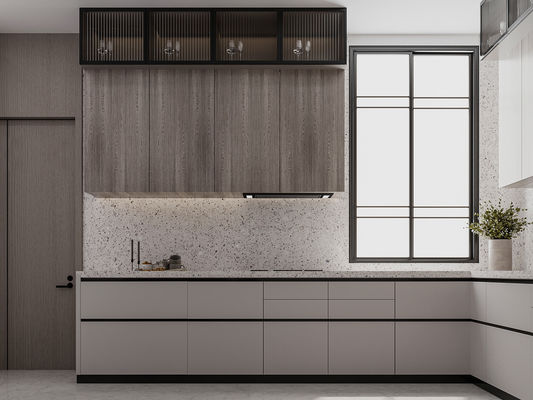 Modern Modular Kitchen Design Wooden Furniture Pvc Door Panel Economic Wood Kitchen Cabinet