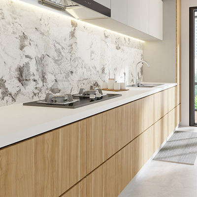 Customized Minimalist Quartz Stone Wooden Kitchen Cabinets