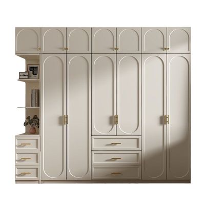 French Style 18mm Melamine Mdf Board White Wardrobe Bedroom Home Solid Wood Wardrobe