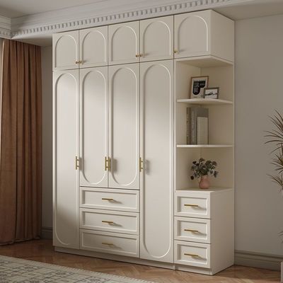 French Style 18mm Melamine Mdf Board White Wardrobe Bedroom Home Solid Wood Wardrobe