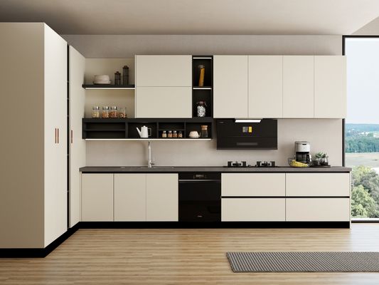 L Shape White Lacquer Custom Made Modular Wood Kitchen Cabinet With Island
