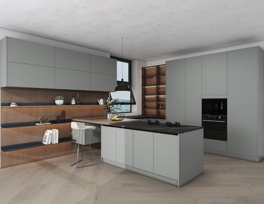 Middle East Kitchen Furniture Design Custom EB Board Wood Veneer Kitchen Cabinet For Apartment