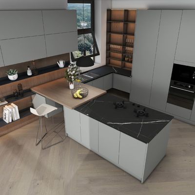 Middle East Kitchen Furniture Design Custom EB Board Wood Veneer Kitchen Cabinet For Apartment