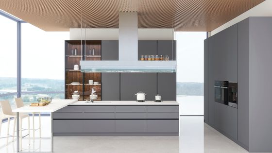 Middle East Kitchen Furniture Design Custom EB Board Wood Veneer Kitchen Cabinet For Apartment