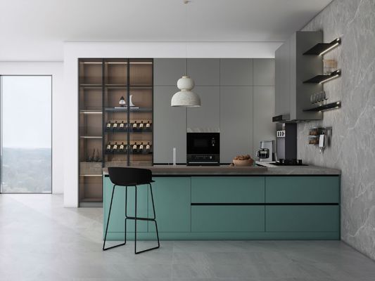Modern Modular Designs Custom Islands And Countertop Wood Doors Melamine Kitchen Cabinet for Apartment