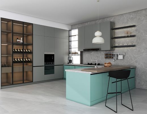 Modern Modular Designs Custom Islands And Countertop Wood Doors Melamine Kitchen Cabinet for Apartment