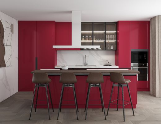 Modern Kitchen Cabinet Design Custom Shaker Kitchen Cabinet with Dining Island Wooden Kitchen Cabinet Set