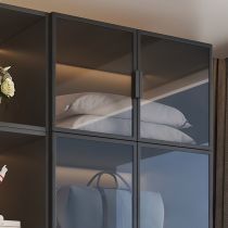 Custom Hotel Designer Modern Black Wardrobe Armoire Wood Wardrobe Closet Cabinet Wood Wardrobe