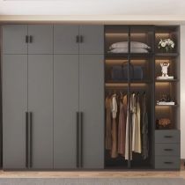 Custom Hotel Designer Modern Black Wardrobe Armoire Wood Wardrobe Closet Cabinet Wood Wardrobe