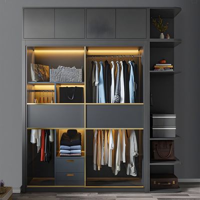 Bedroom Furniture Cloth Wardrobe MDF Sliding Door Storage Wardrobe Closet