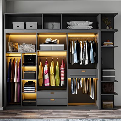 Bedroom Furniture Cloth Wardrobe MDF Sliding Door Storage Wardrobe Closet
