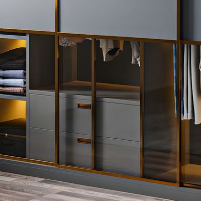 Bedroom Furniture Cloth Wardrobe MDF Sliding Door Storage Wardrobe Closet