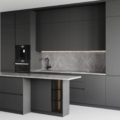 Customized Modern Modular Matte Lacquer Finish Kitchen Cabinet For Apartment