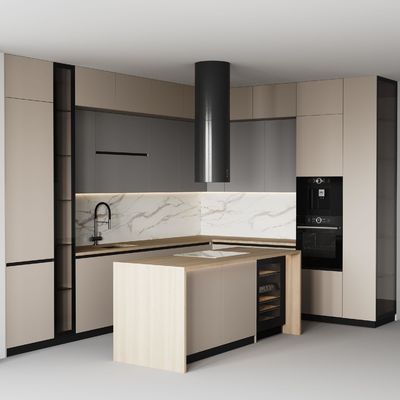 Custom Modern Ready To Assemble Shaker Lacquer Finish Kitchen Cabinets for Apartment