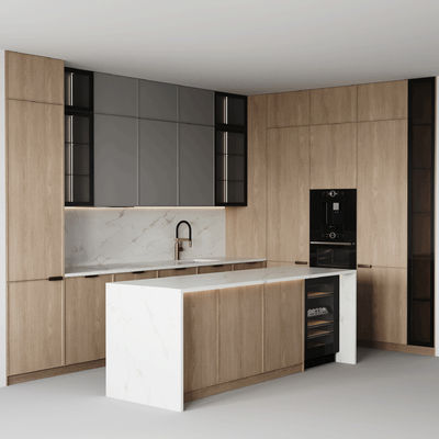 Smart Home And Ready To Assemble Modular Kitchen Customized Modern Storage Melamine Kitchen Cabinet