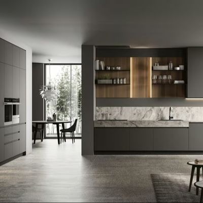 Modern Designs High End Affordable Custom Modular Furniture Black Lacquer Wooden Kitchen Cabinet For Villa