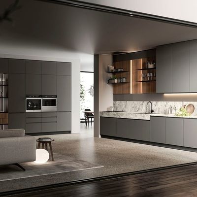 Modern Designs High End Affordable Custom Modular Furniture Black Lacquer Wooden Kitchen Cabinet For Villa