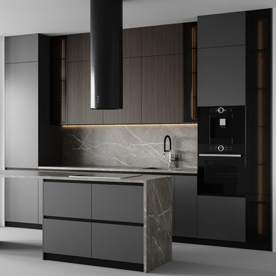 Custom Modern Ready-to-Assemble Modular Melamine Kitchen Cabinets for Apartments