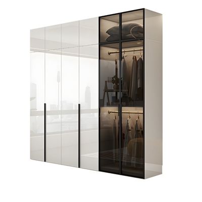 2024 Simple Modern Glass Wardrobe High End Customized Design Bedroom Cabinet Clothes Wardrobe Closet
