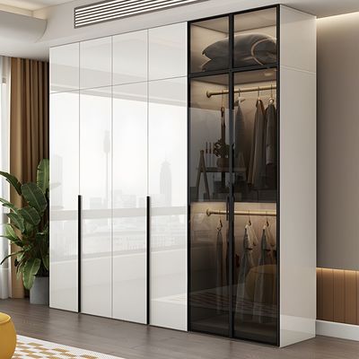 2024 Simple Modern Glass Wardrobe High End Customized Design Bedroom Cabinet Clothes Wardrobe Closet