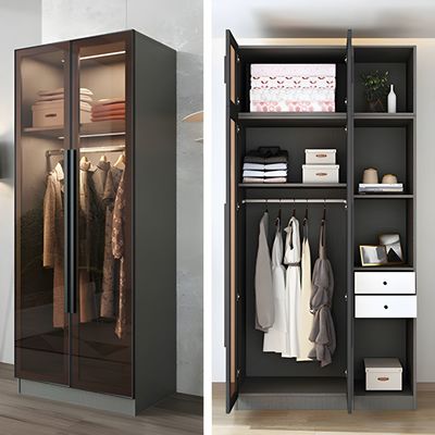 Custom Wardrobe with Glass Door Contemporary Interior Storage Walk in Closet Wardrobe