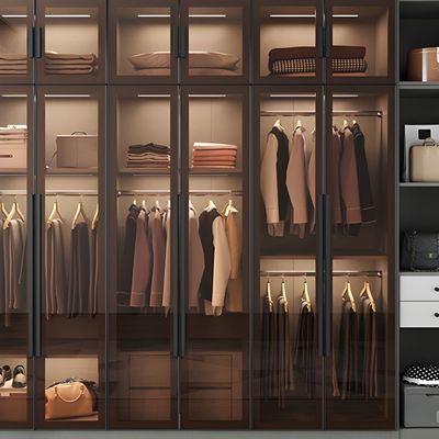 Custom Wardrobe with Glass Door Contemporary Interior Storage Walk in Closet Wardrobe