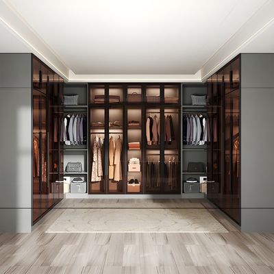 Custom Wardrobe with Glass Door Contemporary Interior Storage Walk in Closet Wardrobe