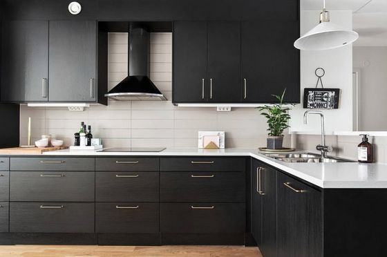 OEM New Model Design Modular L Shape Melamine Wood Kitchen Cabinet
