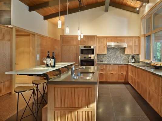 Modern Design Handleless Wood Grain Kitchen Cabinet For Homeowner And Builder