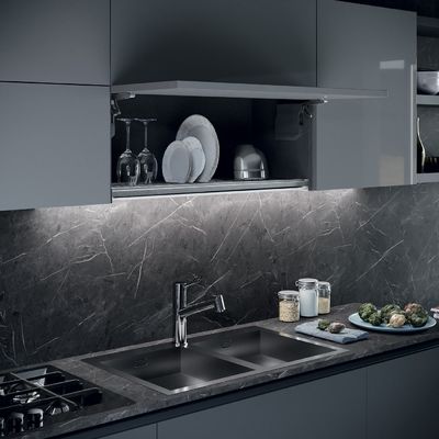 Modern Waterproof Melamine Kitchen Cabinets Complete Sets For Townhouse