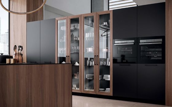 Whole Miniature Solid Wood Brown Color Kitchen Cabinets Set For Villa