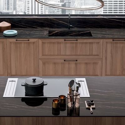 Whole Miniature Solid Wood Brown Color Kitchen Cabinets Set For Villa