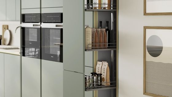 Modern Matt Handleless Green Kitchen Design Unit Cabinet Door Modular Lacquer Kitchen Cabinet