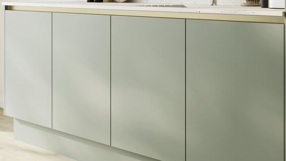 Modern Matt Handleless Green Kitchen Design Unit Cabinet Door Modular Lacquer Kitchen Cabinet