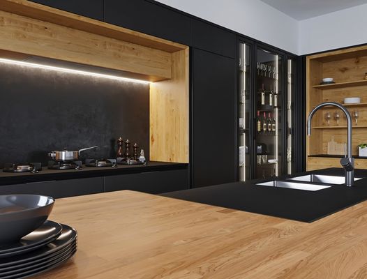 European Modern Kitchen Cabinets Affordable Waterproof Melamine Finish Kitchen Cabinets