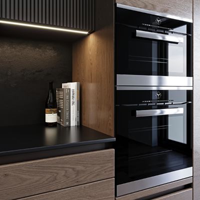 Modular Modern Kitchen Black Melamine Kitchen Cupboards Lacquer Painting Kitchen Cabinets For Apartment