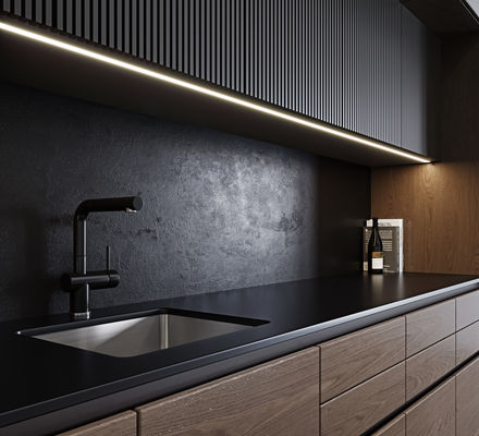 Modular Modern Kitchen Black Melamine Kitchen Cupboards Lacquer Painting Kitchen Cabinets For Apartment