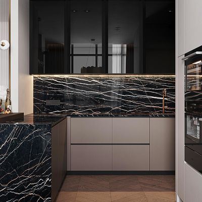Smart Kitchen Fitted Kitchen Integrated Flat Pack Lacquer Kitchen Cabinets
