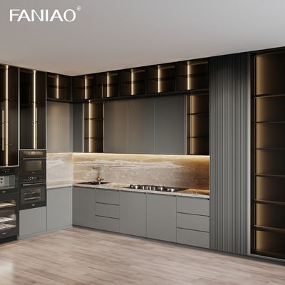 Particleboard MDF Plywood Solid Wood With Acyclic Lacquer Matt High Glossy PVC PET Melamine Finished Kitchen Cabinet
