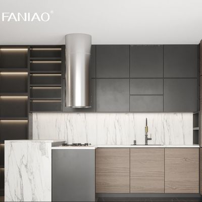 Home Style Interior Smart High Gloss Model Modular Wood Grain Kitchen Cabinets For Apartment