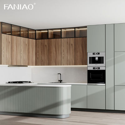 Free Design China Made Ready To Assemble Modular Modern Green Melamine Kitchen Cabinet