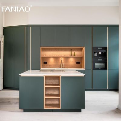Modern Hot Selling Style Green Melamine Custom Size Kitchen Set Kitchen Cabinets With Sink