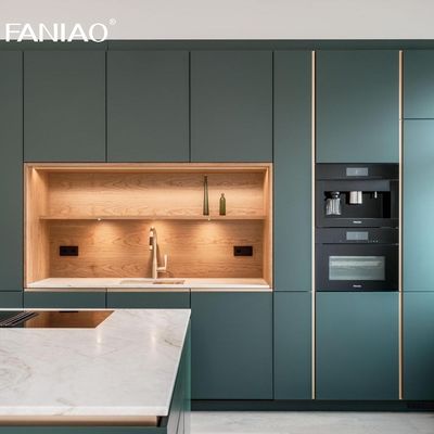 Modern Hot Selling Style Green Melamine Custom Size Kitchen Set Kitchen Cabinets With Sink