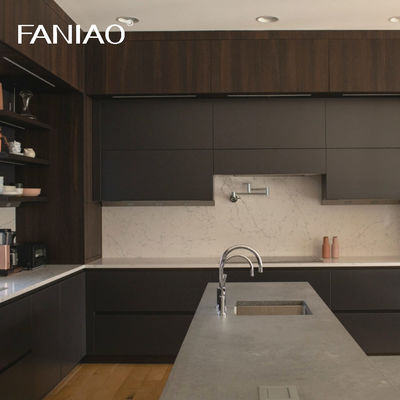 Custom Design Kitchen Cabinet Quartz Top Solid Wood Kitchen Cabinet