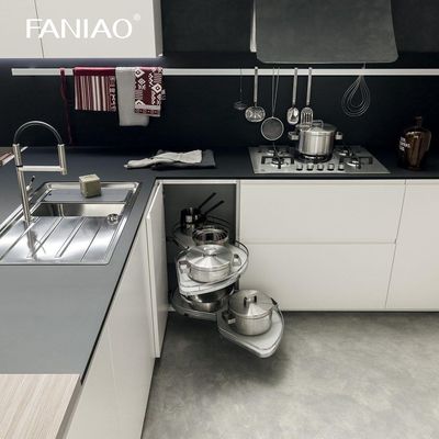 Minimalist Cabinet Designs Natural Wood Grain Stainless Steel Metal Modern Kitchen Cupboard Cabinet