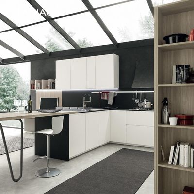 Minimalist Cabinet Designs Natural Wood Grain Stainless Steel Metal Modern Kitchen Cupboard Cabinet