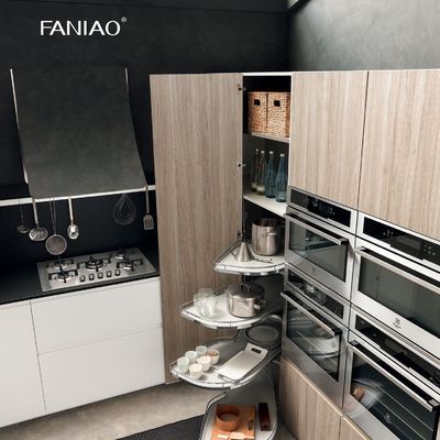 Minimalist Cabinet Designs Natural Wood Grain Stainless Steel Metal Modern Kitchen Cupboard Cabinet