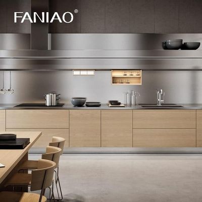 Wood Grain Stainless Steel Kitchen Cabinets Modern Smart Design Modular Metal Cabinets Kitchen And Kitchen Furniture