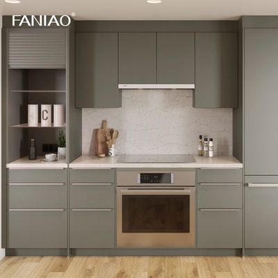 Modern Ready To Assemble Melamine 18mm Waterproof Kitchen Cabinet With Island