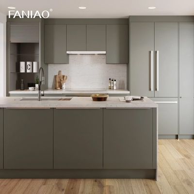 Modern Ready To Assemble Melamine 18mm Waterproof Kitchen Cabinet With Island